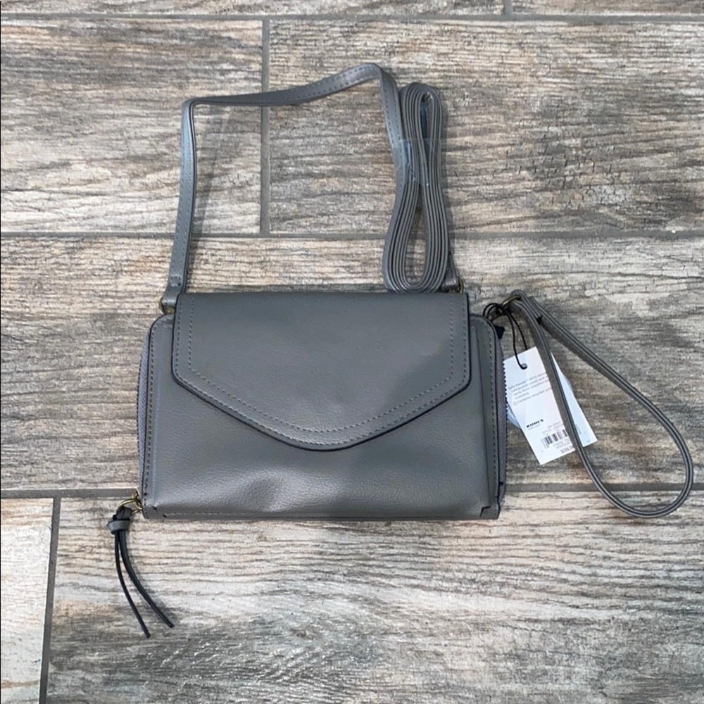 SONOMA ARISTA Wallet on a String RFID Gray Leather-Like Crossbody HandBag Purse